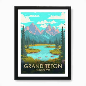 Grand Teton National Park Vintage Travel Poster 2 Art Print