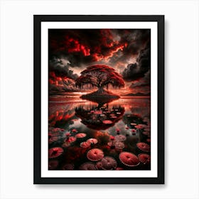 Crimson Tree 1 Art Print