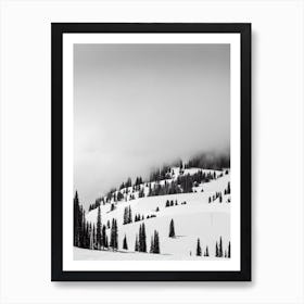 Flaine, France Black And White Skiing Poster Art Print