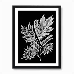 Pennyroyal Leaf Linocut 3 Art Print