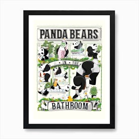 Panda Bears In The Bathroom Art Print