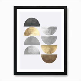 Gold and metal circles 8 Art Print