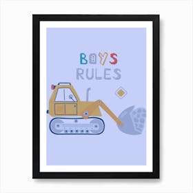 Boys Rules, Children's, Nursery, Bedroom, Kids, Art, Wall Print Art Print