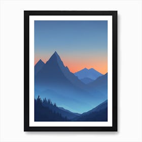 Misty Mountains Vertical Composition In Blue Tone 178 Art Print