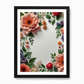 Floral Frame With Flowers Art Print