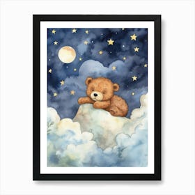 Baby Bear Cub 1 Sleeping In The Clouds Art Print