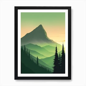 Misty Mountains Vertical Composition In Green Tone 79 Art Print