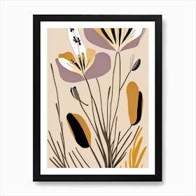 Desert Mariposa Lily Wildflower Modern Muted Colours Art Print