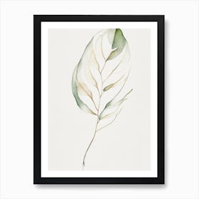 Vanilla Leaf Minimalist Watercolour 3 Art Print