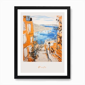 Porto Portugal Orange Drawing Poster Art Print
