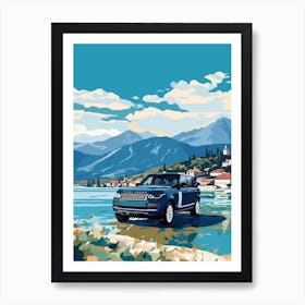 A Range Rover Car In The Lake Como Italy Illustration 2 Art Print