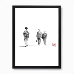 Crossing A Geisha Art Print