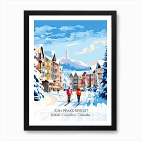 Sun Peaks Resort   British Columbia Canada, Ski Resort Poster Illustration 3 Art Print