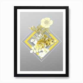 Botanical Macartney Rose in Yellow and Gray Gradient n.066 Art Print