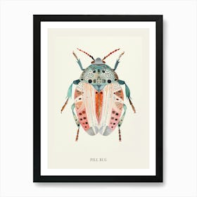 Colourful Insect Illustration Pill Bug 2 Poster Art Print