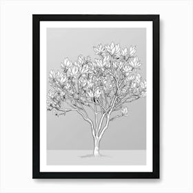 Magnolia Tree Minimalistic Drawing 1 Art Print