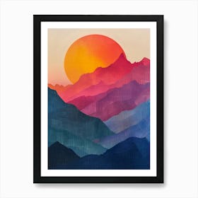 Sunset In Mountains Art Print