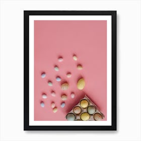 Easter Eggs On Pink Background 1 Art Print