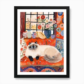 Tea Time With A Himalayan Cat 2 Art Print