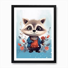 Baby Racoon Scandinavian Style Illustration 2 Art Print