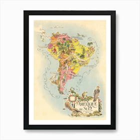 South America vintage Map 1951 Art Print