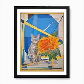 Delphinium With A Cat 4 Abstract Expressionist Art Print