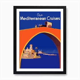 Mediterranean Cruises, Red Arch Bridge Art Print