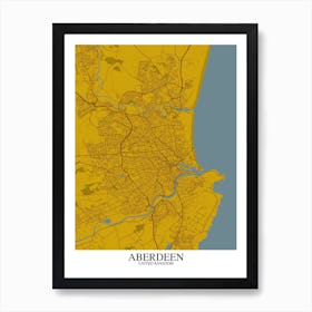 Aberdeen Yellow Blue Map Art Print