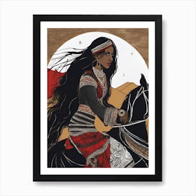 Woman African A Horse Art Print