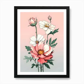 Pink And White Flowers Art Print