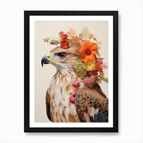 Bird With A Flower Crown Red Tailed Hawk 2 Art Print