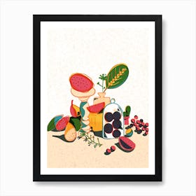 Dragonfruit and plums Art Print