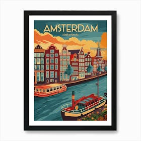 Amsterdam Vintage Travel Poster Art Print