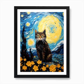 Starry Night Cat 2 Art Print