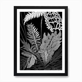 Interrupted Fern Wildflower Linocut 2 Art Print