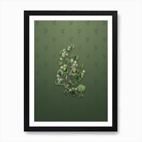 Vintage Spathula Leaf Thorn Flower Botanical on Lunar Green Pattern n.2476 Art Print