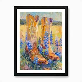 Cowboy Boots And Wildflowers Bluebonnet Art Print