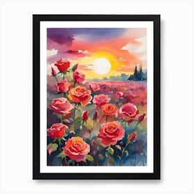 Sunset Roses Art Print