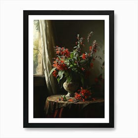 Baroque Floral Still Life Bee Balm 3 Art Print