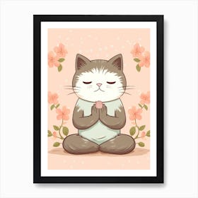 Kawaii Cat Drawings Yoga 2 Art Print