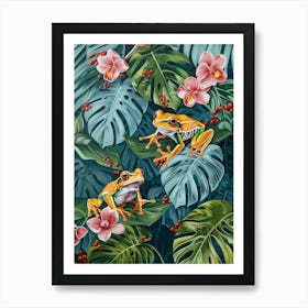 Tropical Jungle Frogs Art Print