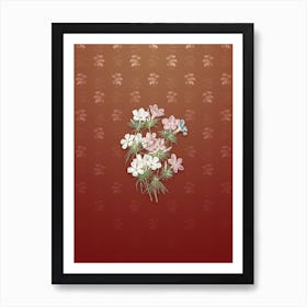 Vintage Thick Flower Slender Tube Botanical on Falu Red Pattern n.0907 Art Print