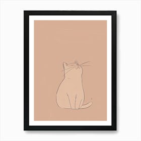 Cute Cat - Boho, Line Art Art Print