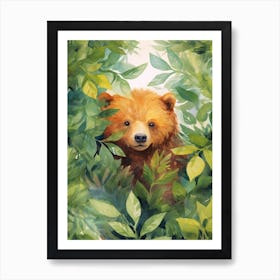 A Bear In The Jungle Watercolour 4 Art Print