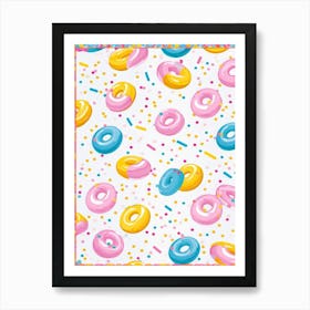 An Abstract Pattern Of Tiny Donuts Swirling With A Blend Of Pastel Pink Blue And Yellow Hues Set Art Print