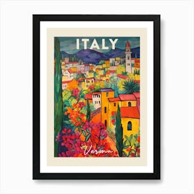 Verona Italy 2 Fauvist Painting Travel Poster Art Print