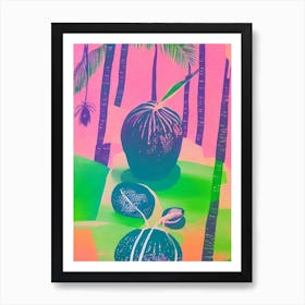Coconut Risograph Retro Poster Fruit Art Print