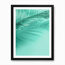 Palm Leaf On Turquoise Background Art Print