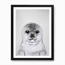 Baby Seal - Black & White Art Print