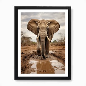 African Elephant Muddy Foot Prints Realism 2 Art Print